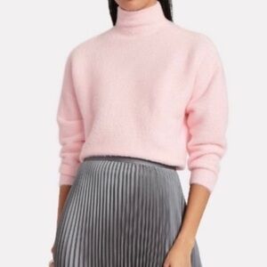 Michelle Mason Pink Fuzzy Mock Neck Cropped Sweater size Small $388